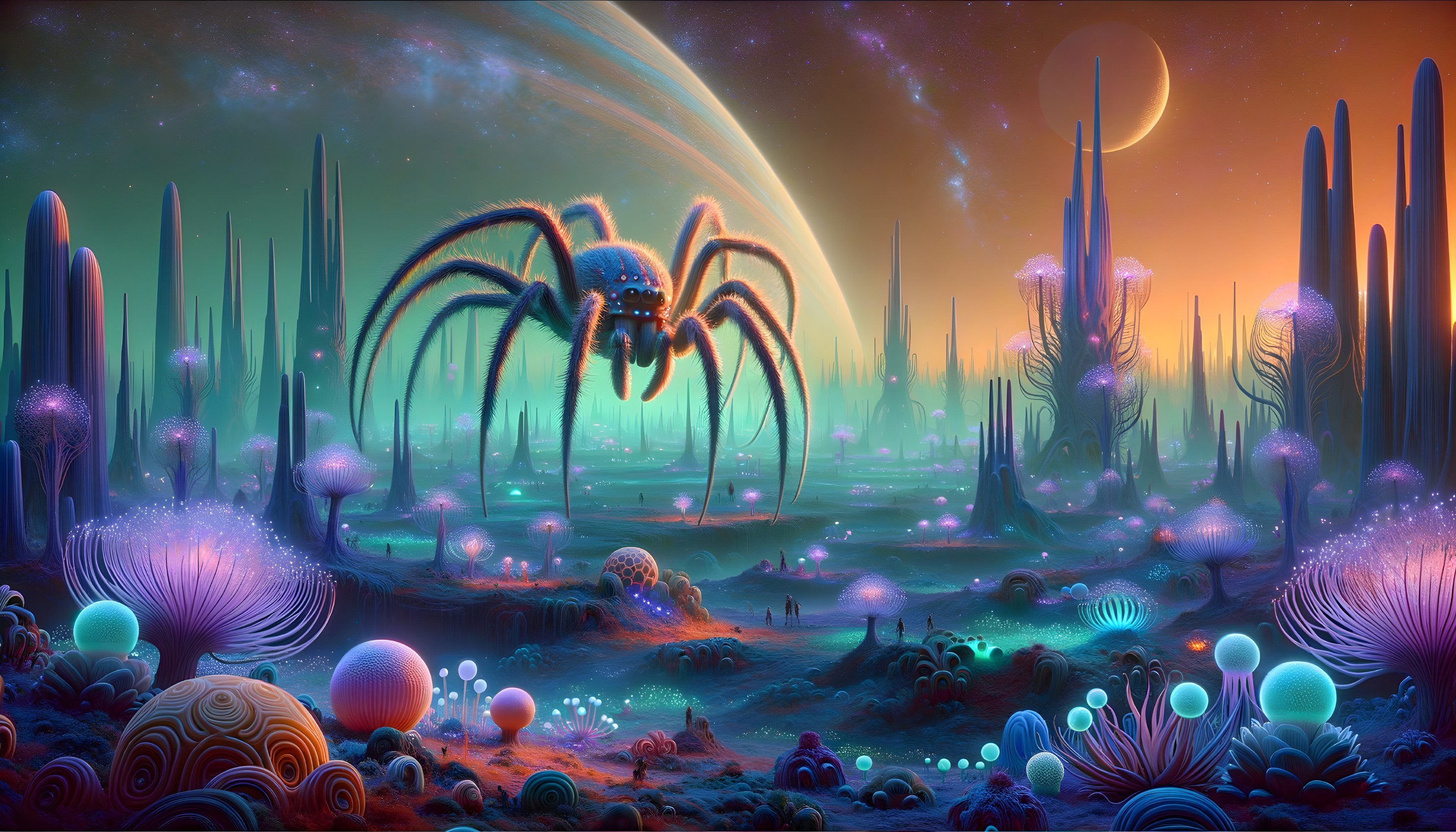 Surreal Alien Landscape with Crystalline Structures