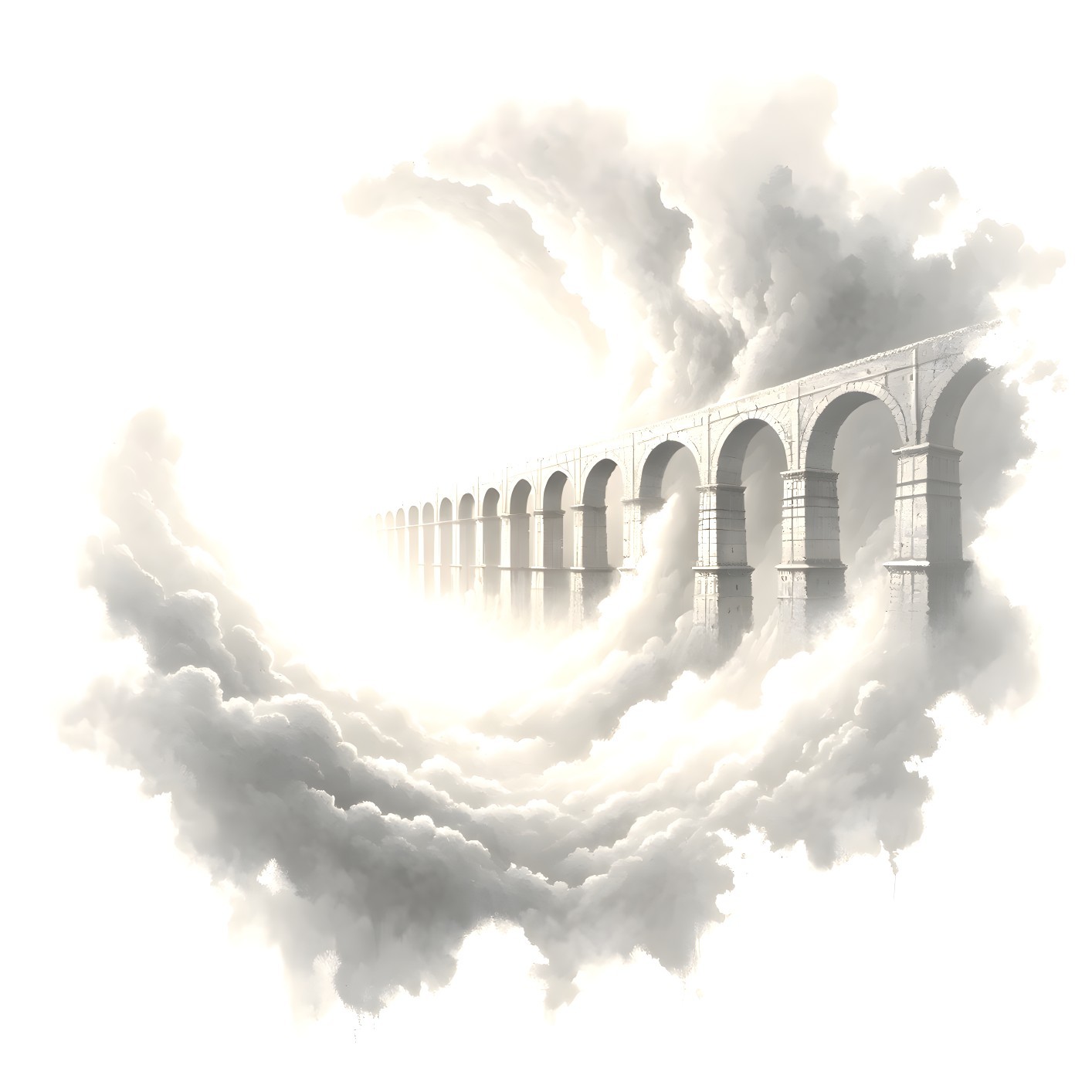 Majestic White Stone Aqueduct in Ethereal Light