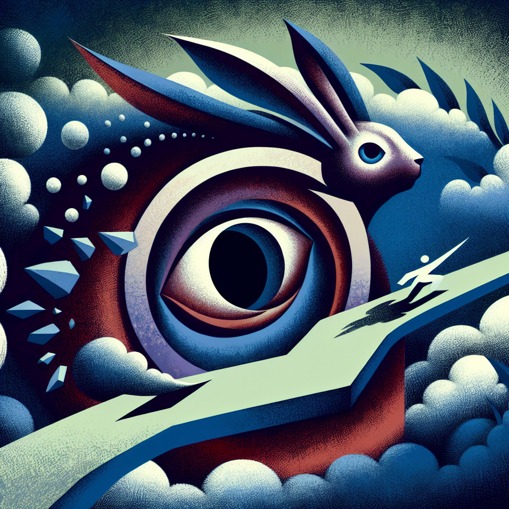 Surreal Landscape with Giant Rabbit and Eye