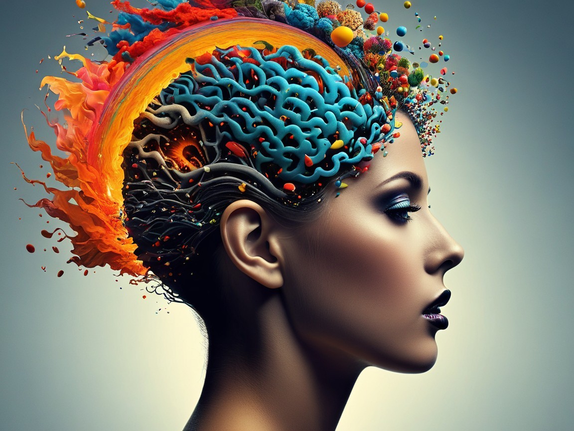 Colorful Intricate Hair Profile with Surreal Background