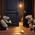Playful Mice in a Cozy Dimly-Lit Room