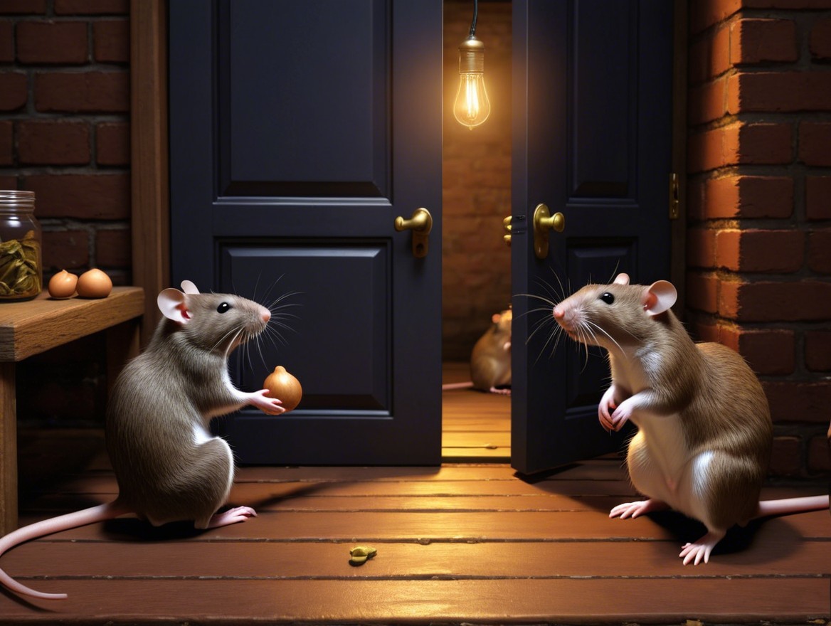 Playful Mice in a Cozy Dimly-Lit Room