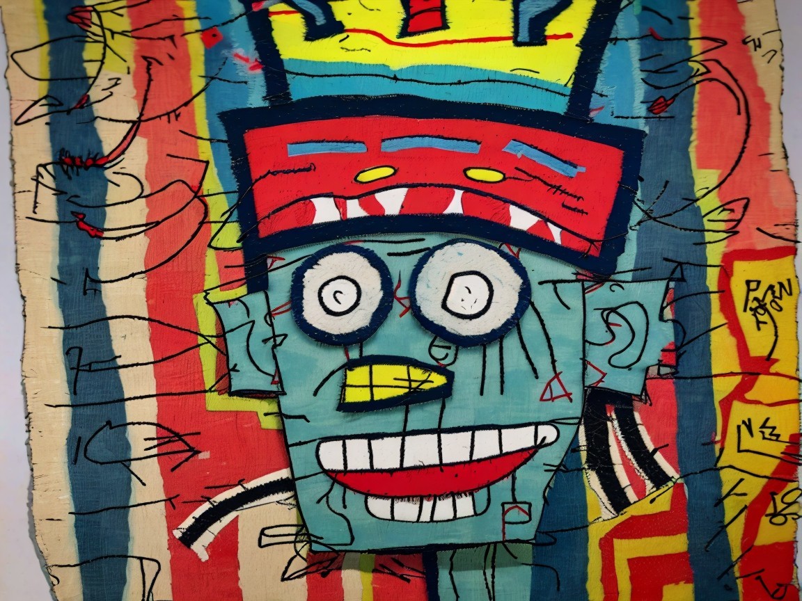 Vibrant Abstract Painting of a Stylized Face