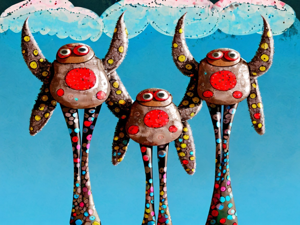 Whimsical Creatures with Polka Dots and Wings