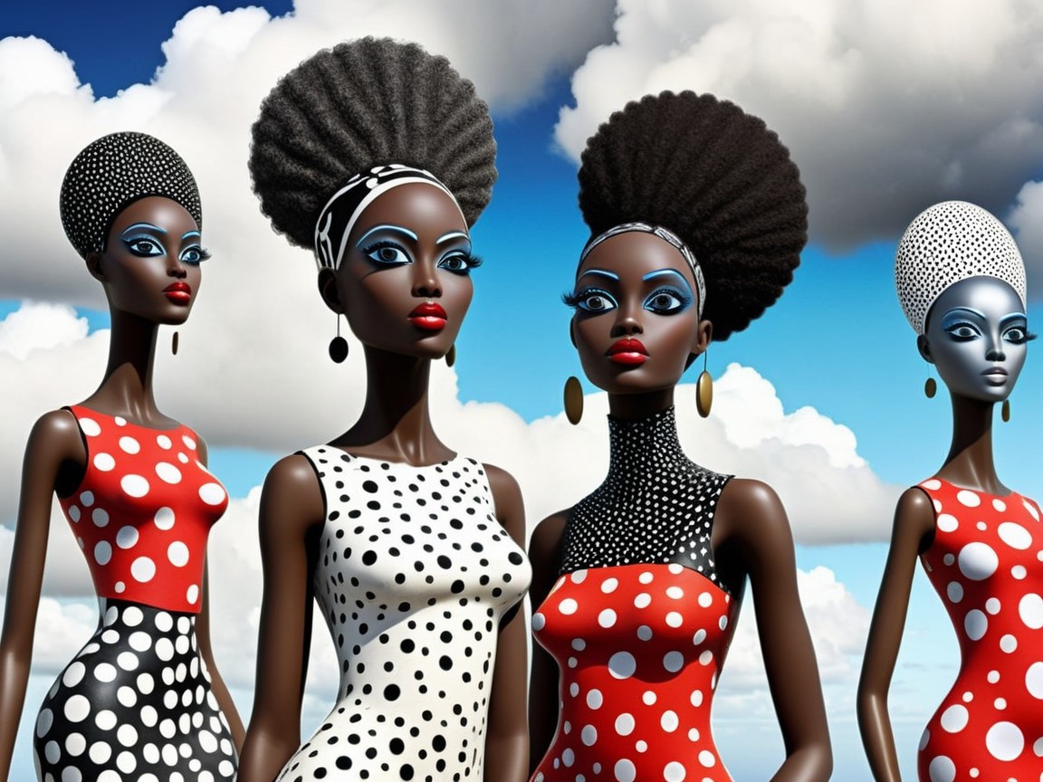 Stylish Mannequins in Bold Polka Dot Fashion Display