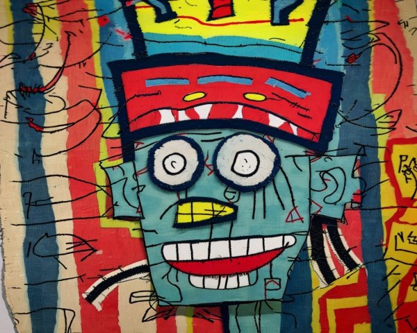 Vibrant Abstract Painting of a Stylized Face