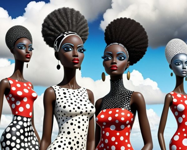 Stylish Mannequins in Bold Polka Dot Fashion Display