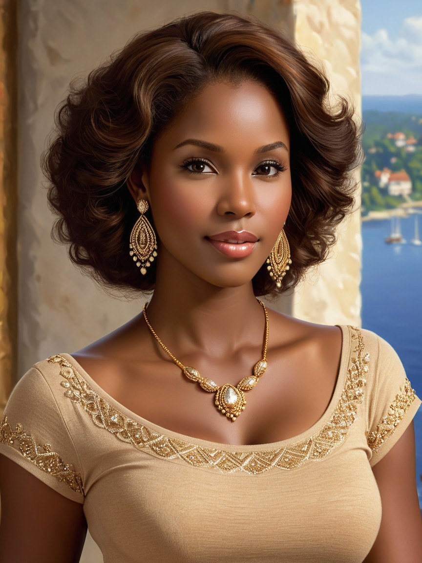 Young woman in elegant style with gold jewelry