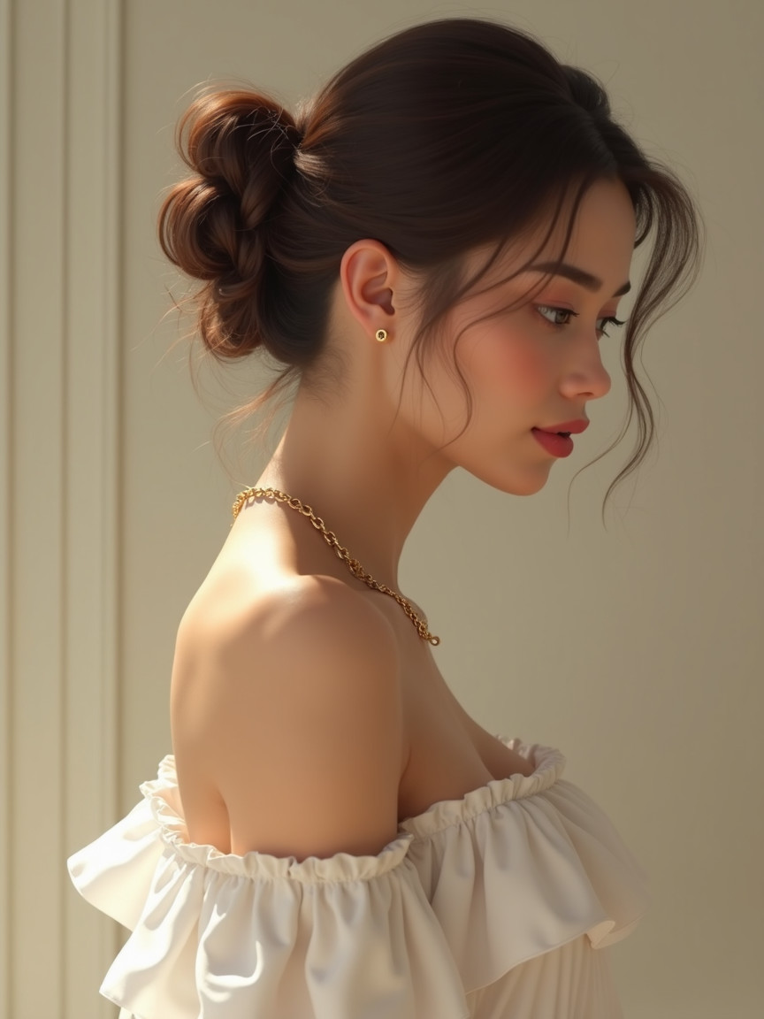 Elegant Profile of a Woman in Sophisticated Attire
