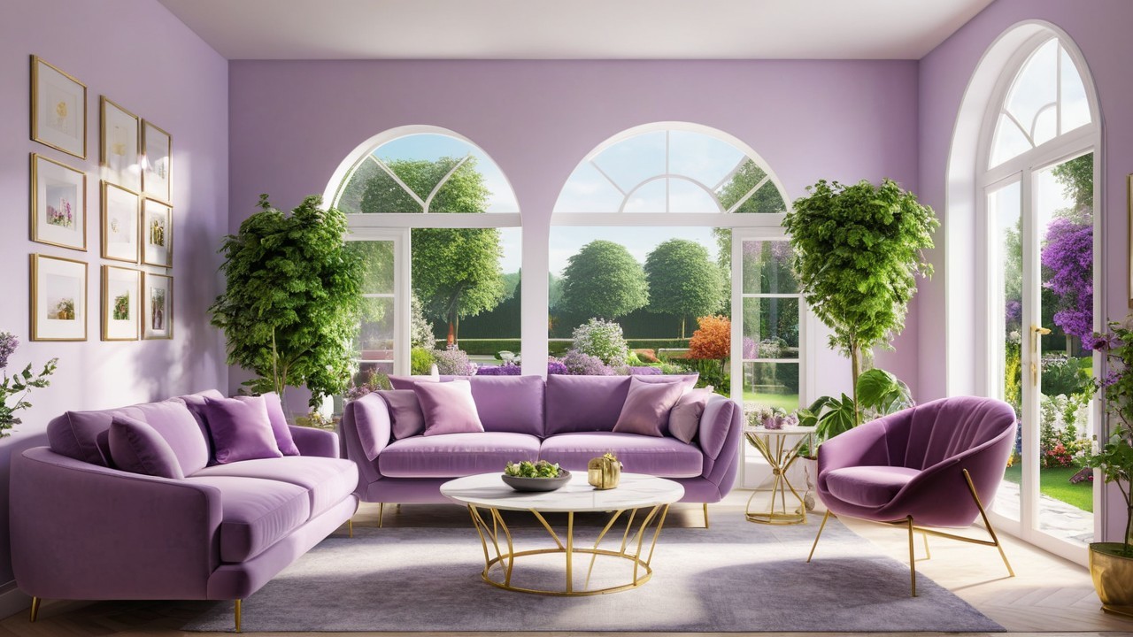 Elegant Purple Furnishings in a Stylish Living Room