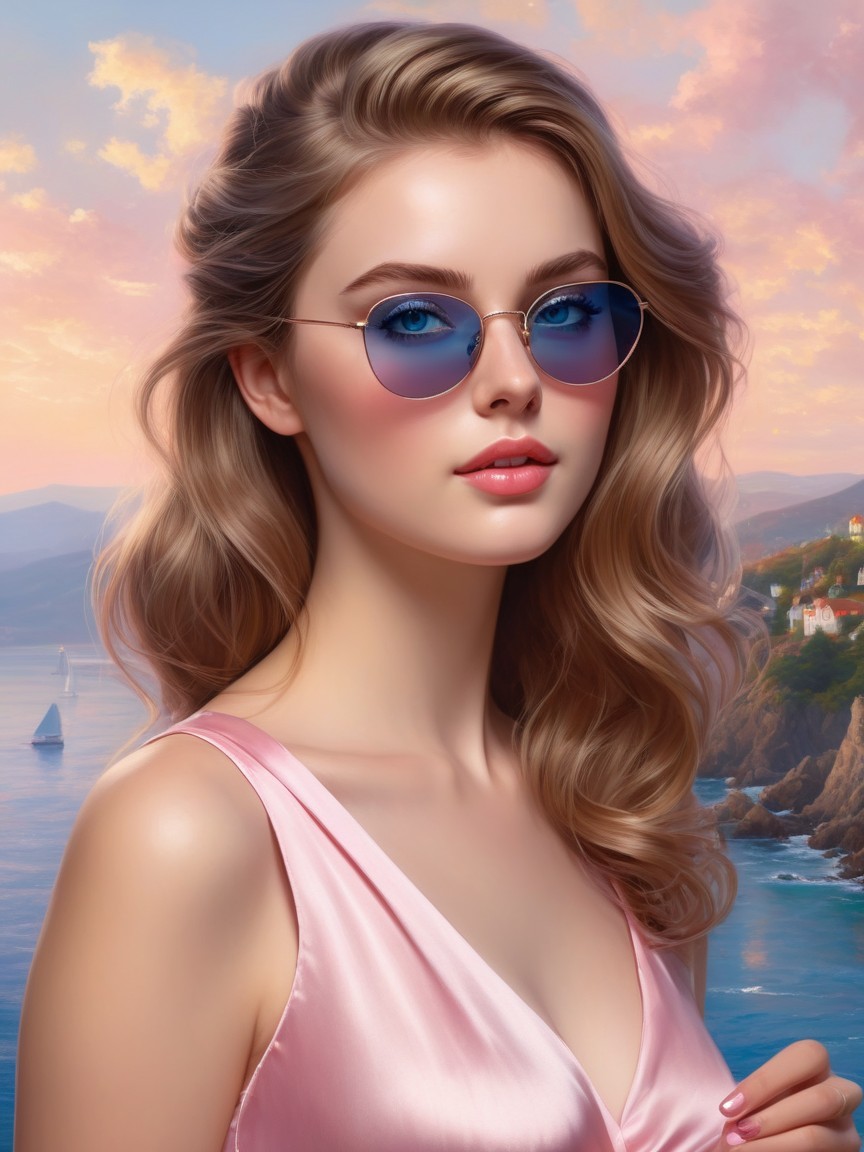 Close-Up Portrait of a Young Woman at Sunset