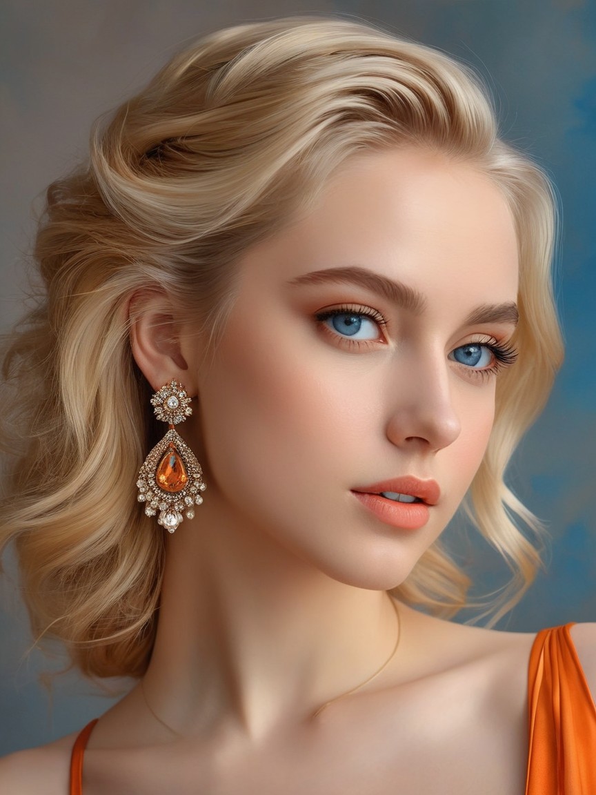 Close-up Portrait of Young Woman with Elegant Style