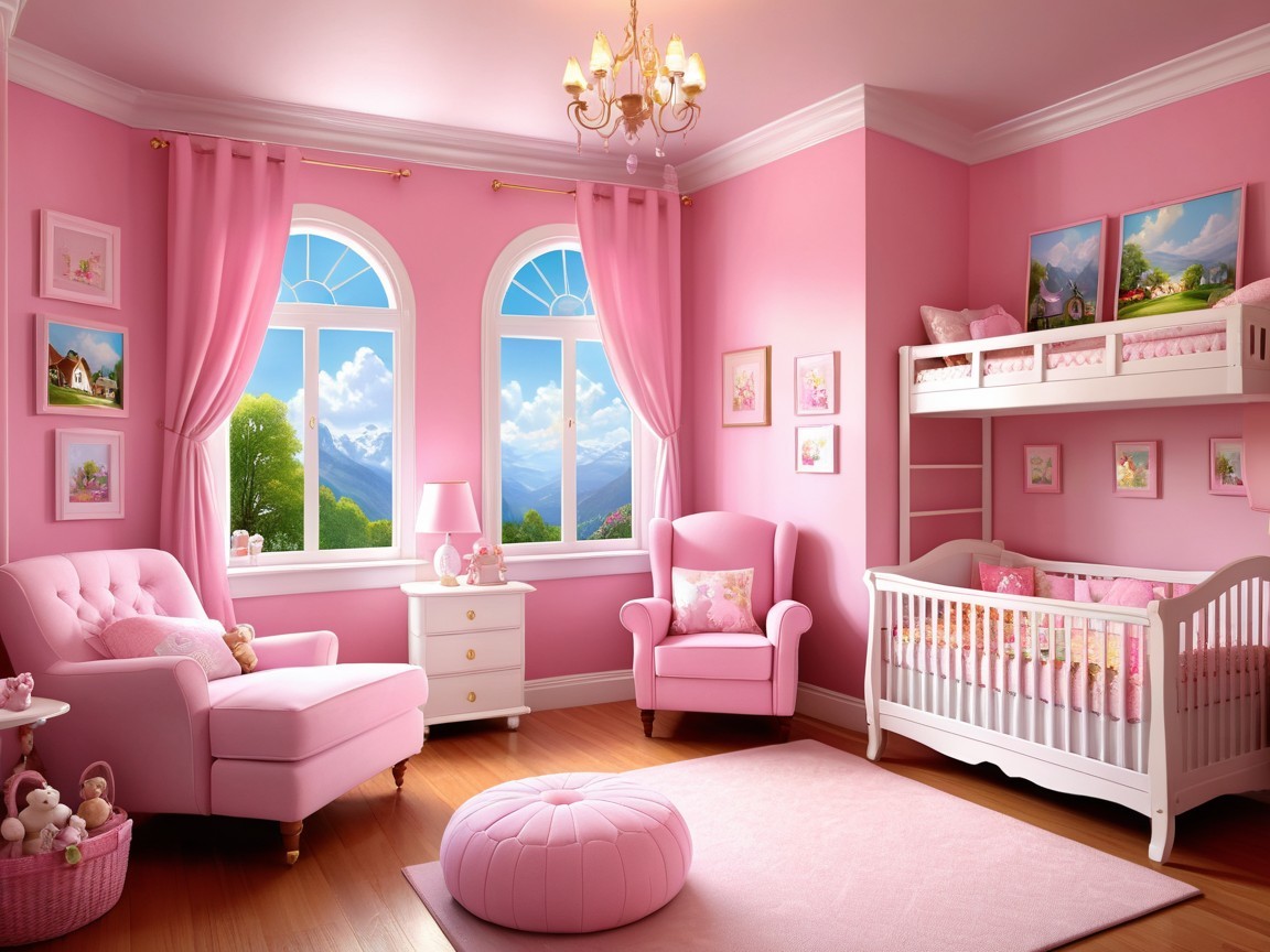 Charming Nursery with Pink Walls and Cozy Décor