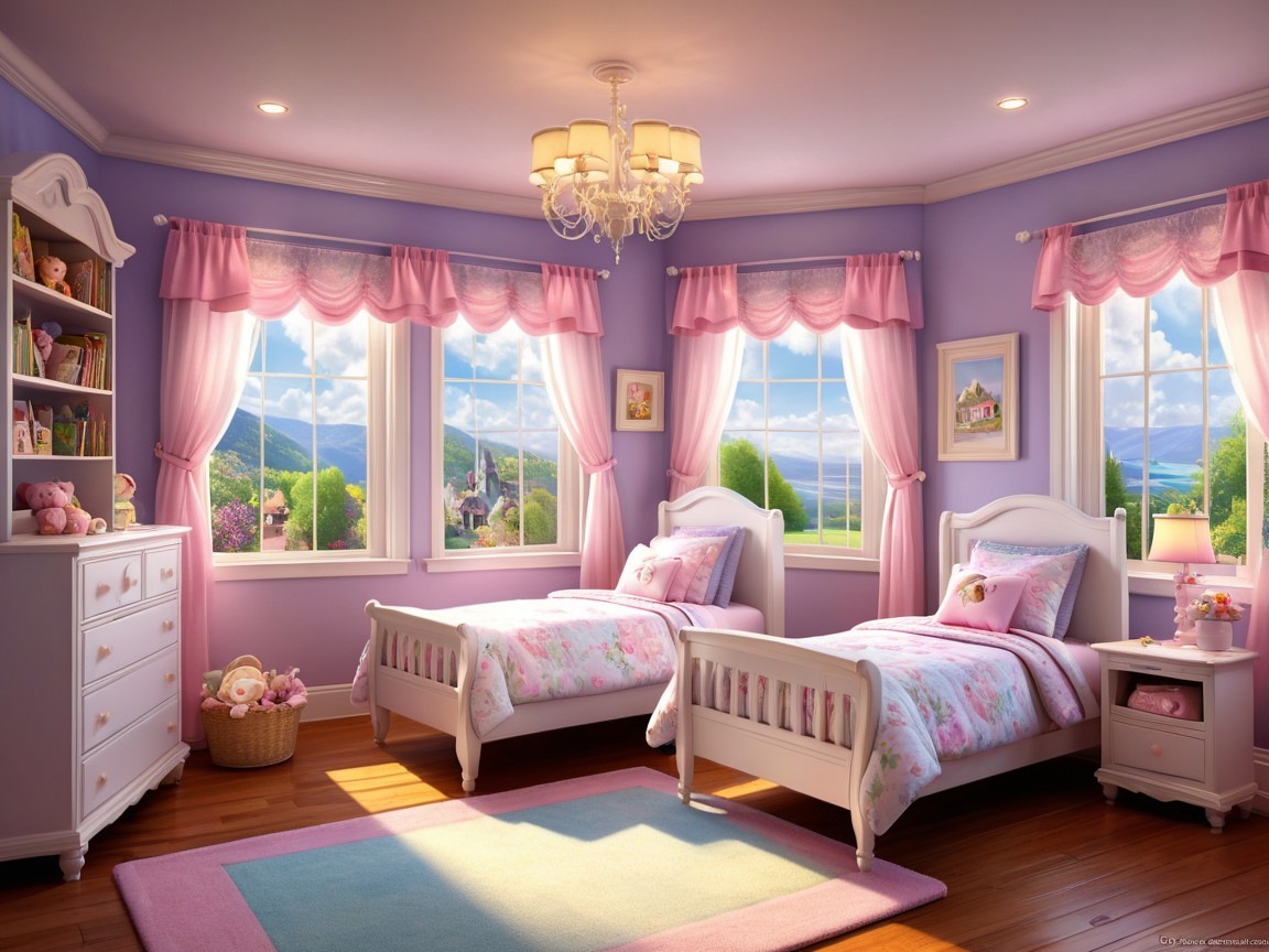 Pastel-Colored Children's Bedroom with Floral Decor