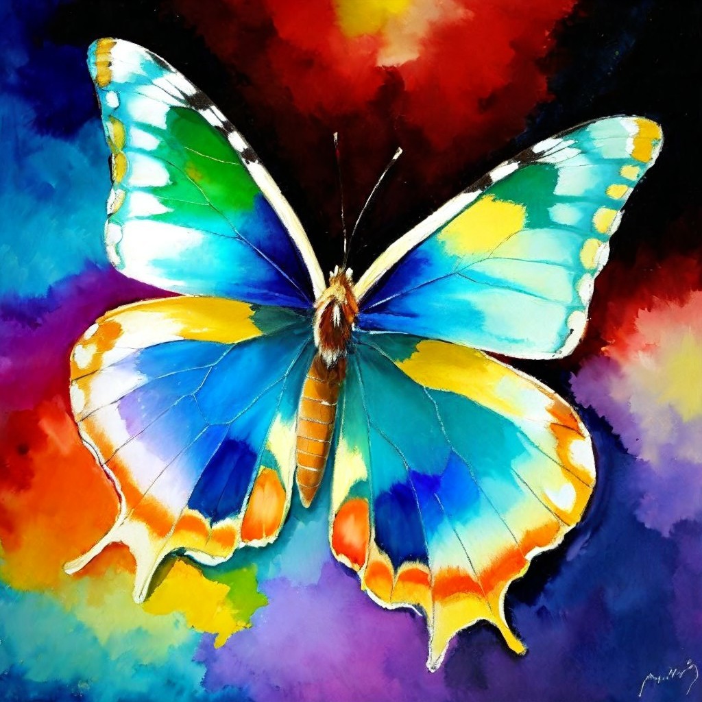 Vibrant Butterfly with Colorful Multicolored Background
