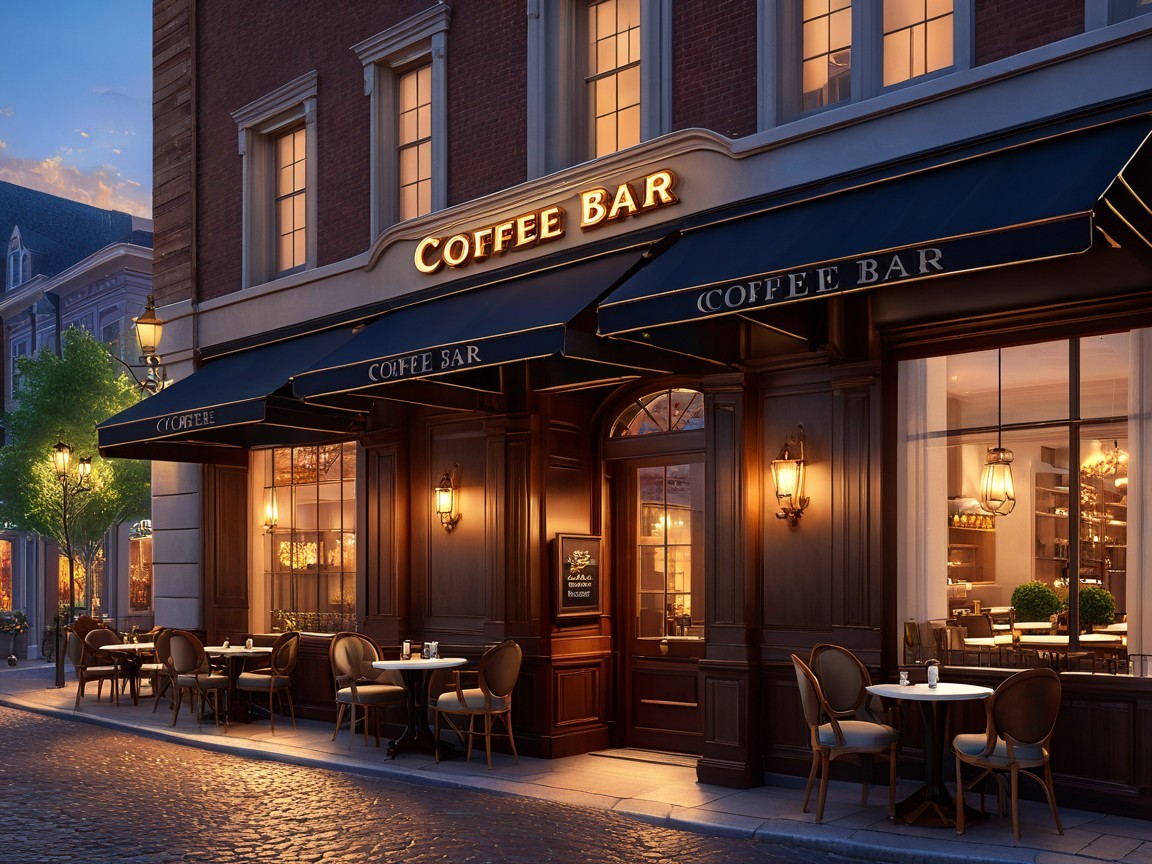 Charming Coffee Bar with Cozy Ambience and Elegant Design