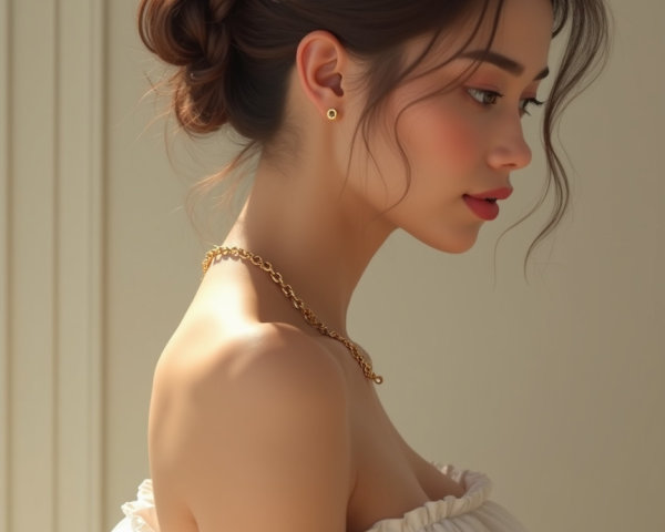 Elegant Profile of a Woman in Sophisticated Attire