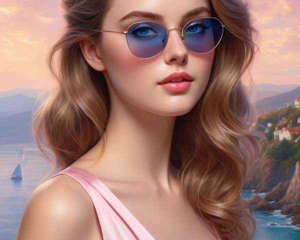 Close-Up Portrait of a Young Woman at Sunset