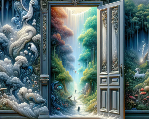 Intricate Artwork Featuring Ornate Open Door Design