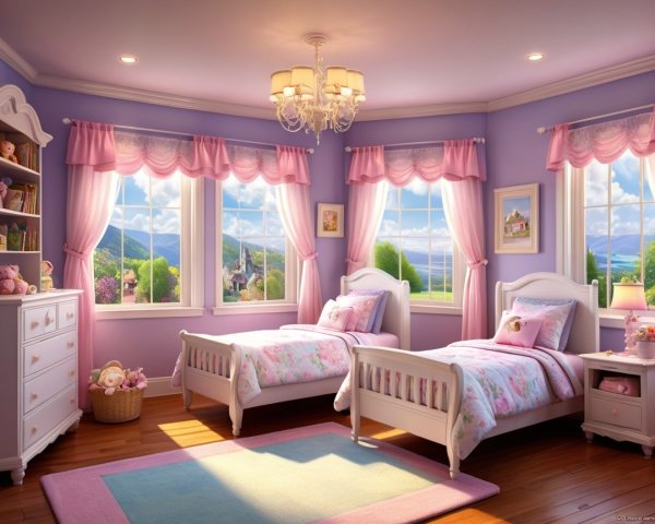 Pastel-Colored Children's Bedroom with Floral Decor