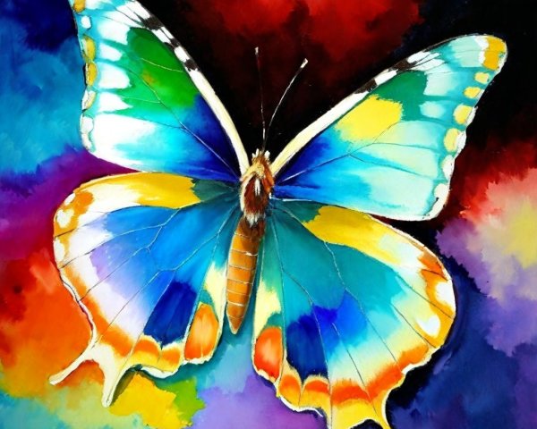 Vibrant Butterfly with Colorful Multicolored Background