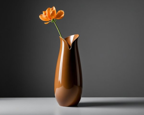 Vibrant Orange Ranunculus in Modern Brown Vase