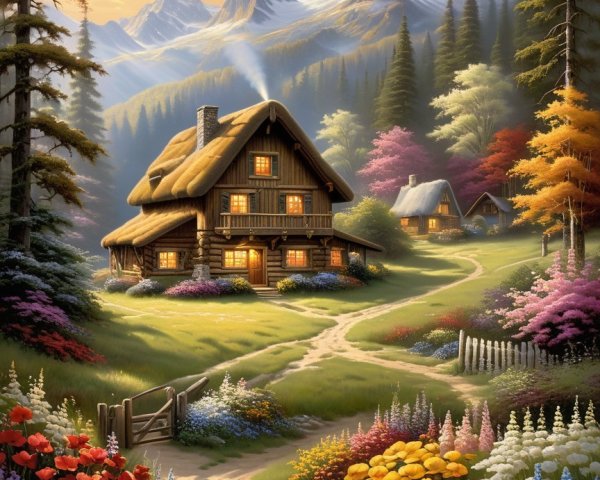 Charming Cottage Surrounded by Vibrant Landscape