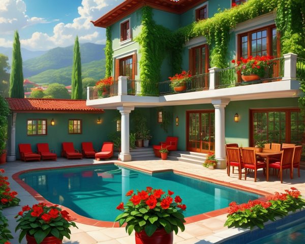 Colonial Villa with Pool Amidst Lush Greenery