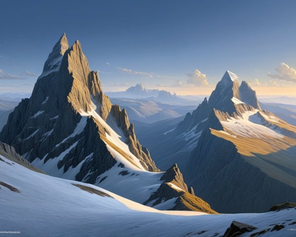 Mountain Peaks Against Clear Blue Sky Landscape