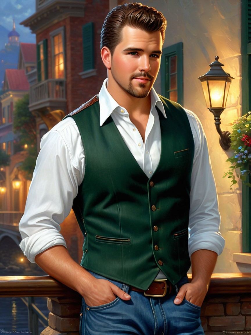 Handsome Young Man in Stylish Outfit by Canal Setting