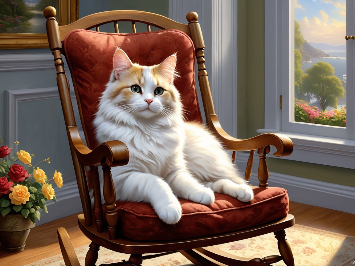Maine Coon Cat Relaxing in a Cozy Room Setting