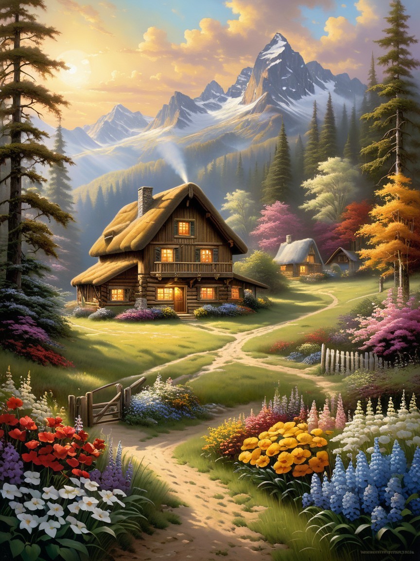 Charming Cottage Surrounded by Vibrant Landscape
