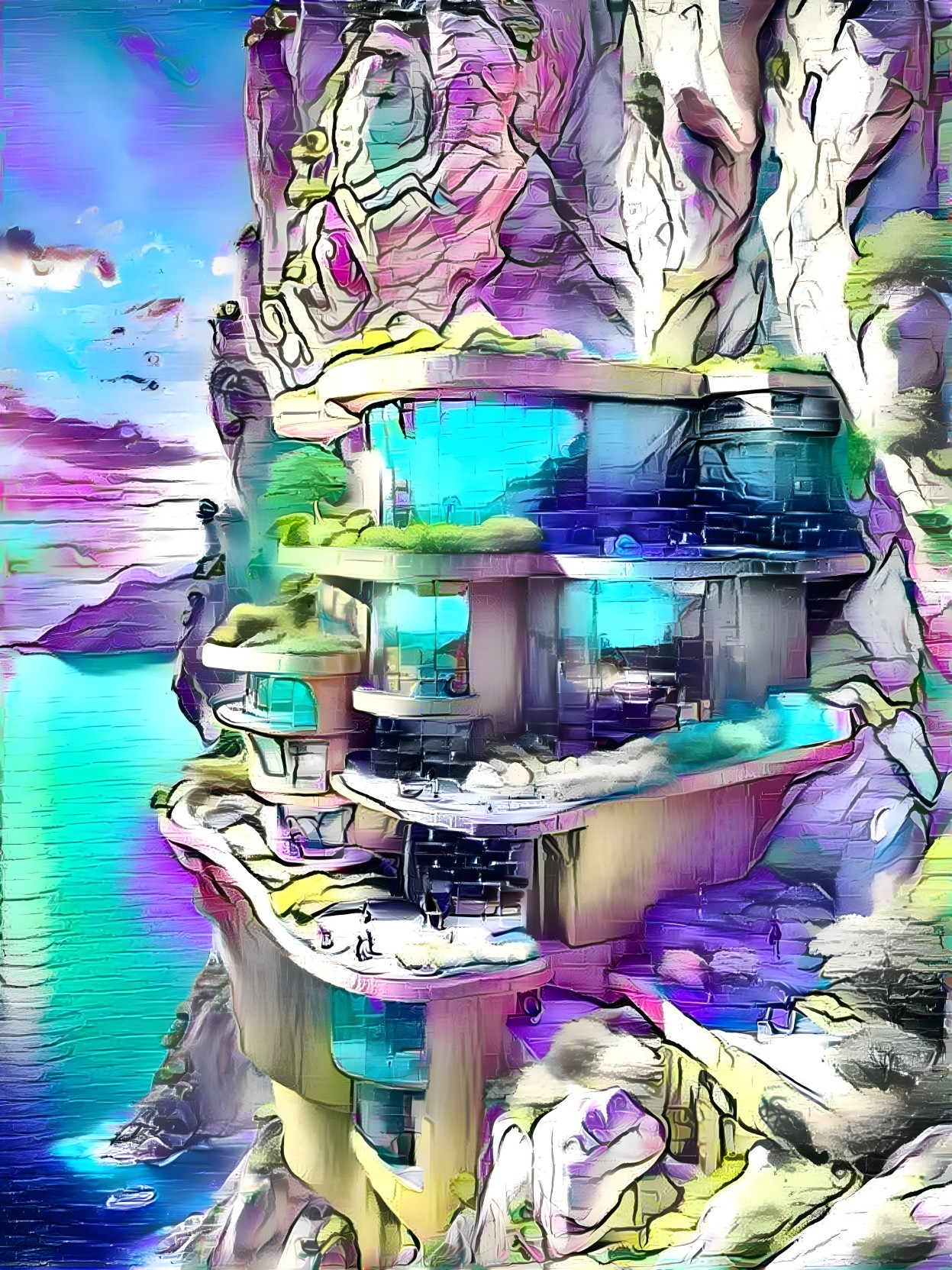 Futuristic Cliffside Residence with Glass Facades