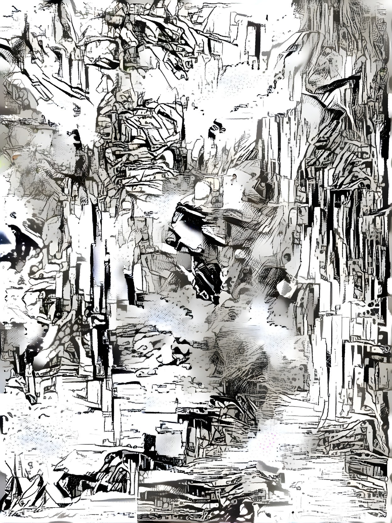 Abstract Composition with Chaotic Lines and Shapes