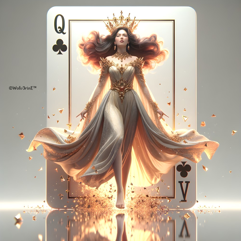 Queen of Clubs Card Featuring Regal Figure and Elegance
