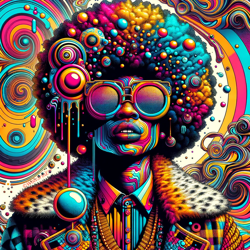 Psychedelic Portrait with Vibrant Colors and Patterns