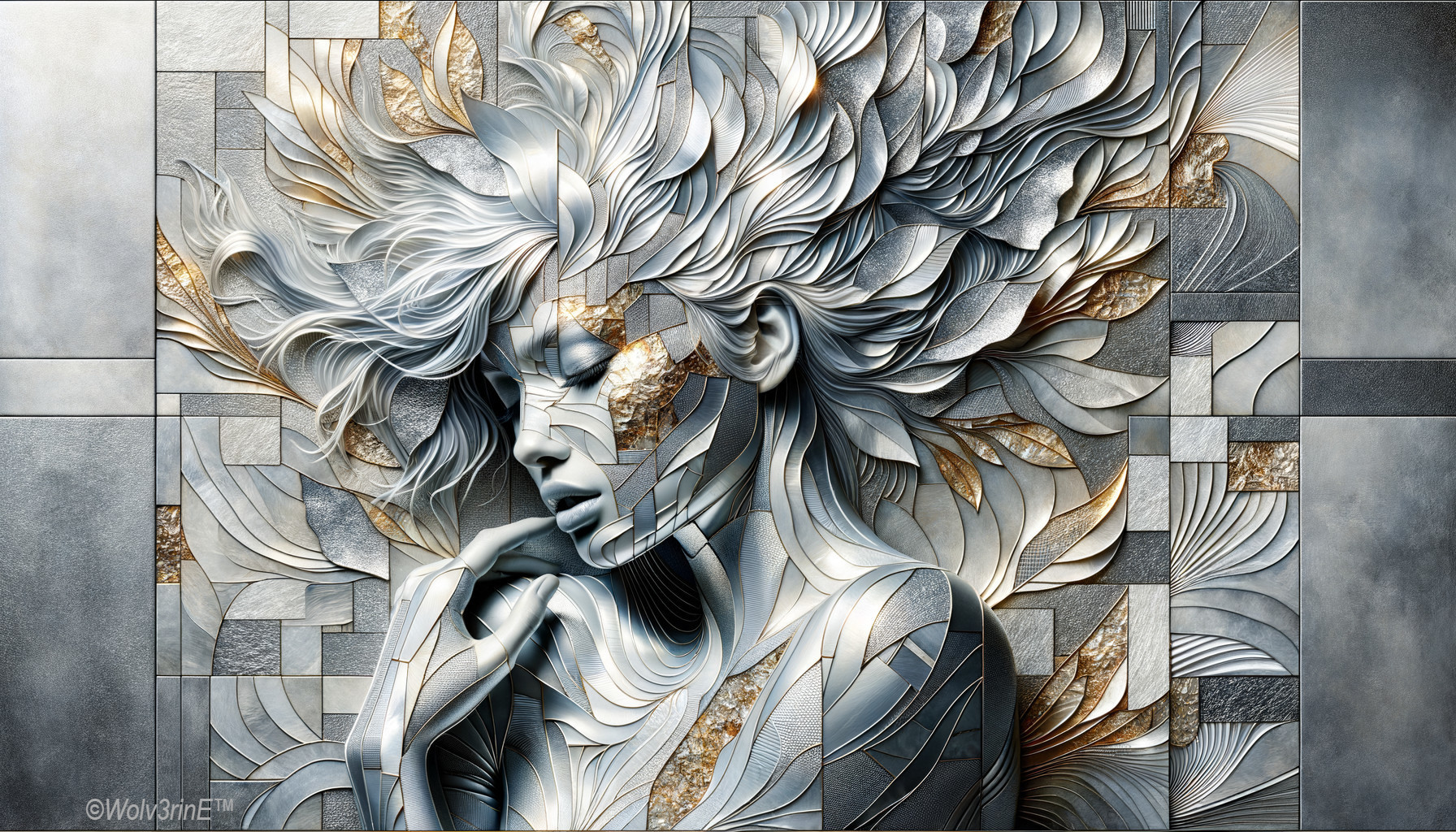 Abstract Sculpture of Woman with Textured Hair