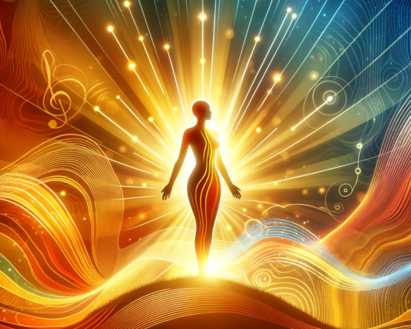 Vibrant Digital Painting of Glowing Human Silhouette