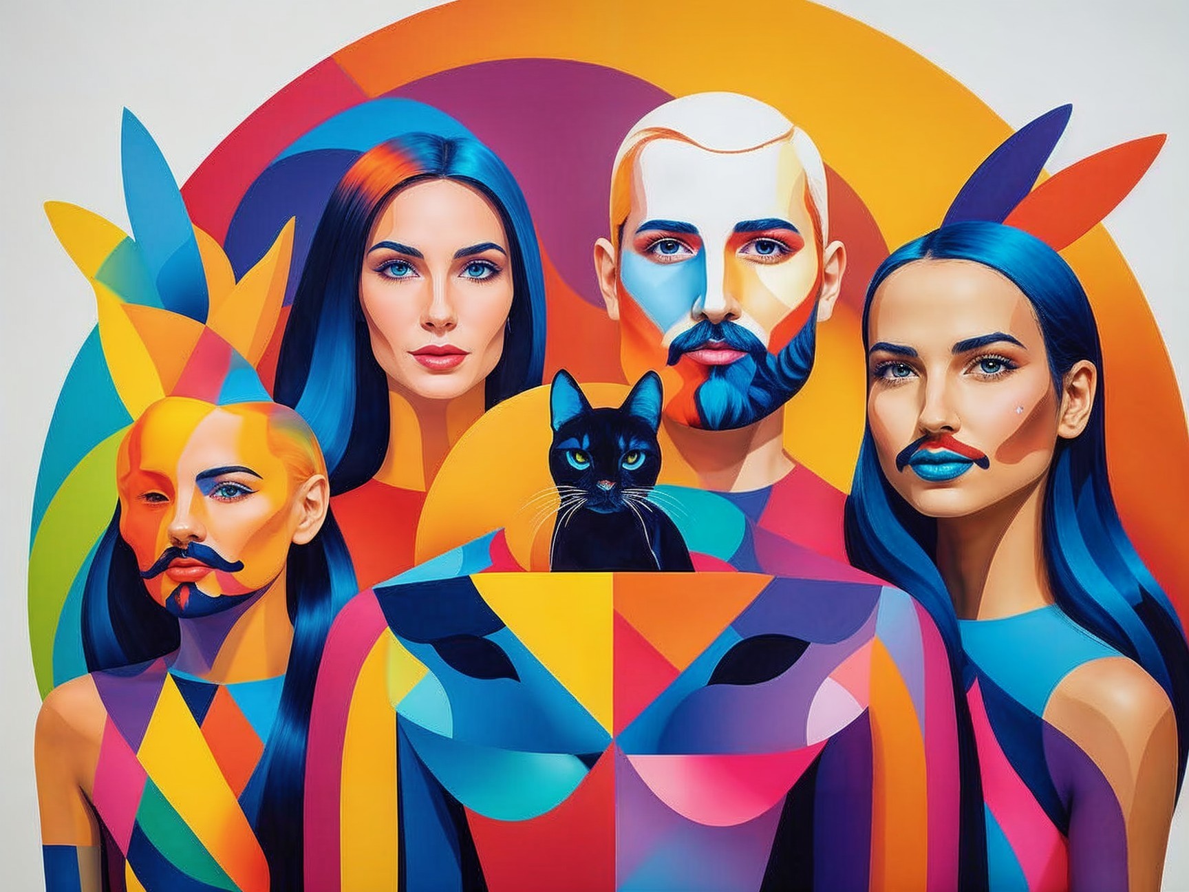 Modern Artwork with Geometric Figures and Bold Colors