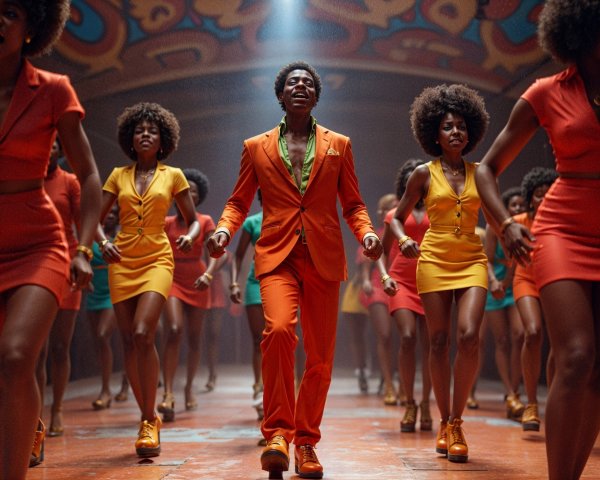 Vibrant Dance Scene in Retro-Themed Venue