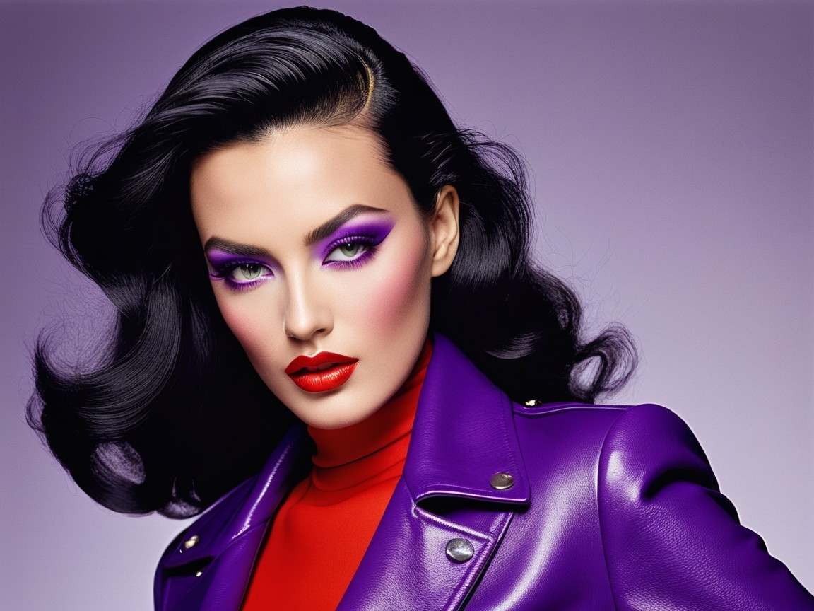 Striking portrait of a woman in bold fashion attire