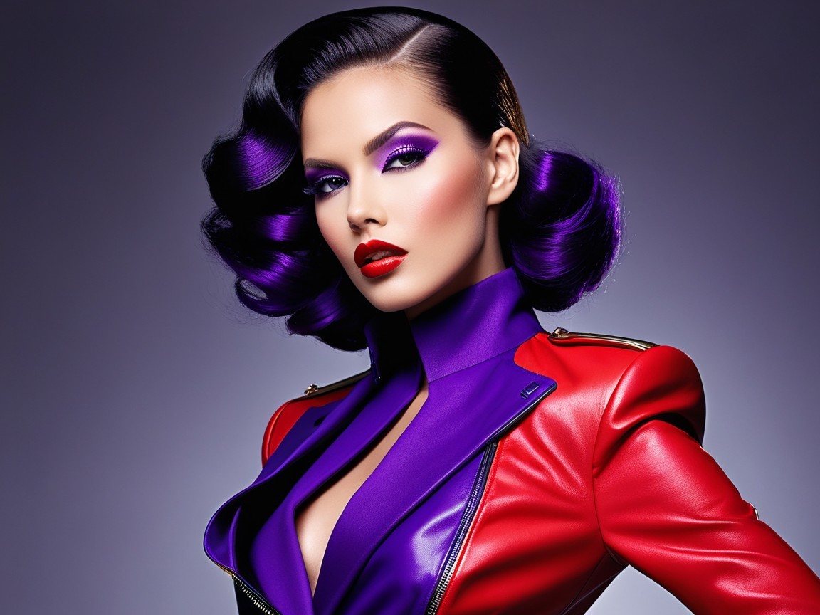 Glamorous Model with Bold Makeup and Stylish Outfit