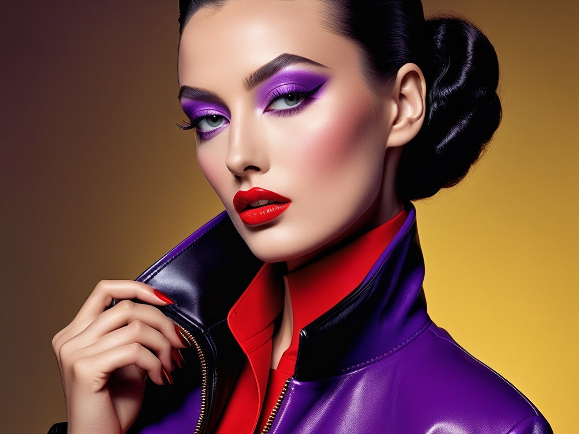 Bold Makeup and Fashion with Purple and Red Colors