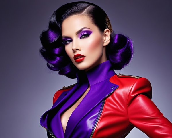 Glamorous Model with Bold Makeup and Stylish Outfit