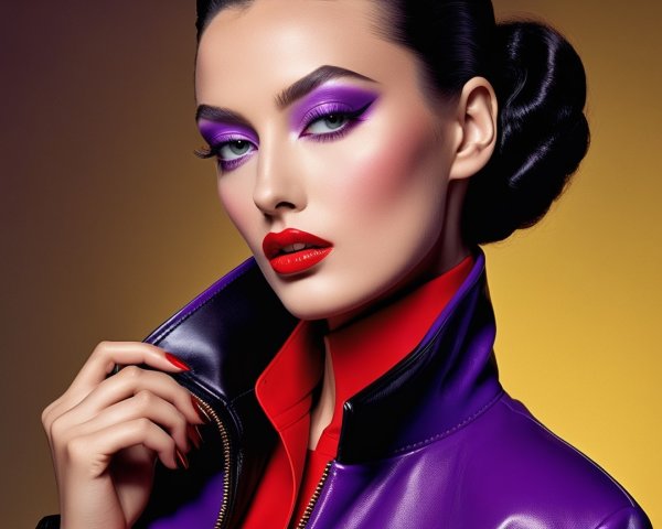 Bold Makeup and Fashion with Purple and Red Colors