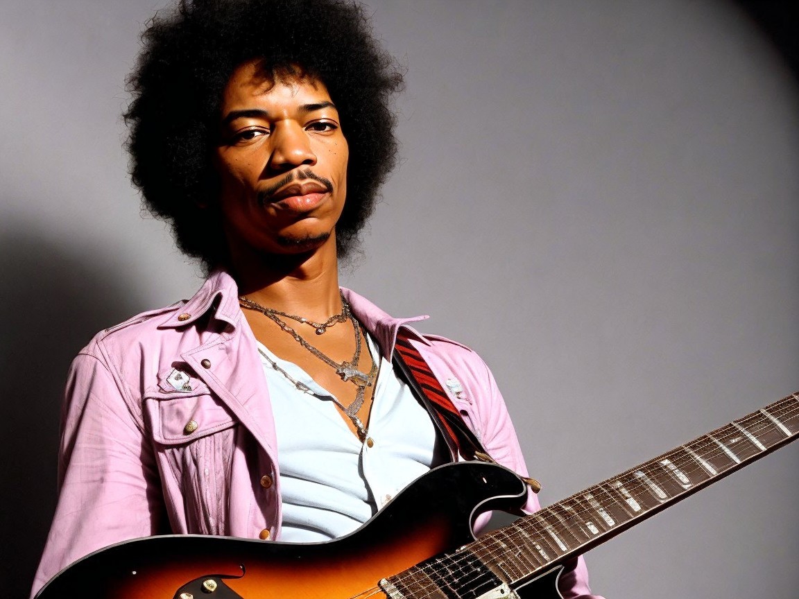 Confident Musician with Afro and Electric Guitar