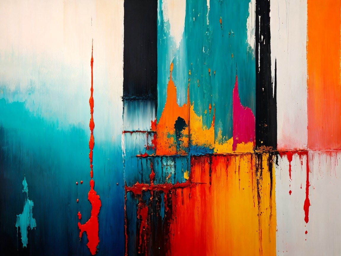 Abstract Composition with Vibrant Colors and Textures