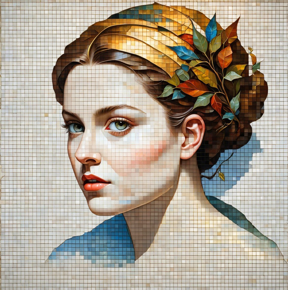 Stylized Portrait of a Woman with Green Eyes