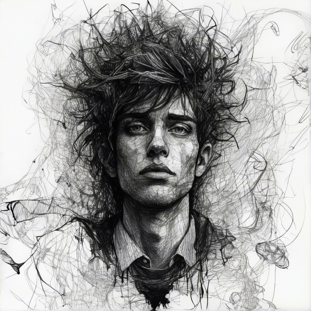 Intricate Portrait of a Young Man with Intense Expression