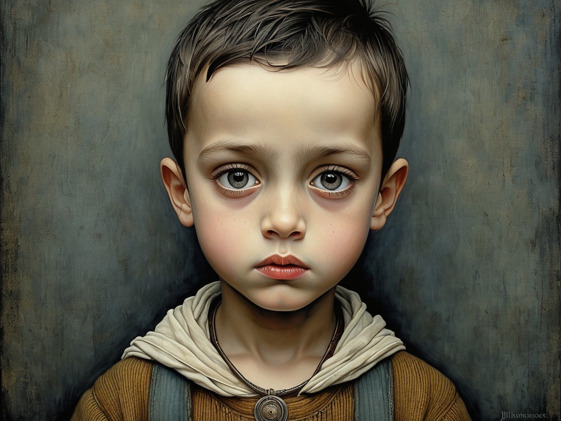 Portrait of a Young Boy with Expressive Features